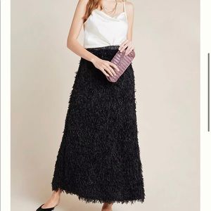NWOT Anthropologie Chantal Feathered Maxi Skirt
